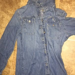 long button up jean jacket